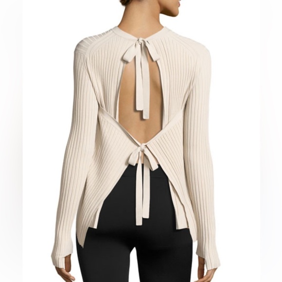 Helmet Lang tie back sweater slit cuffs LO.